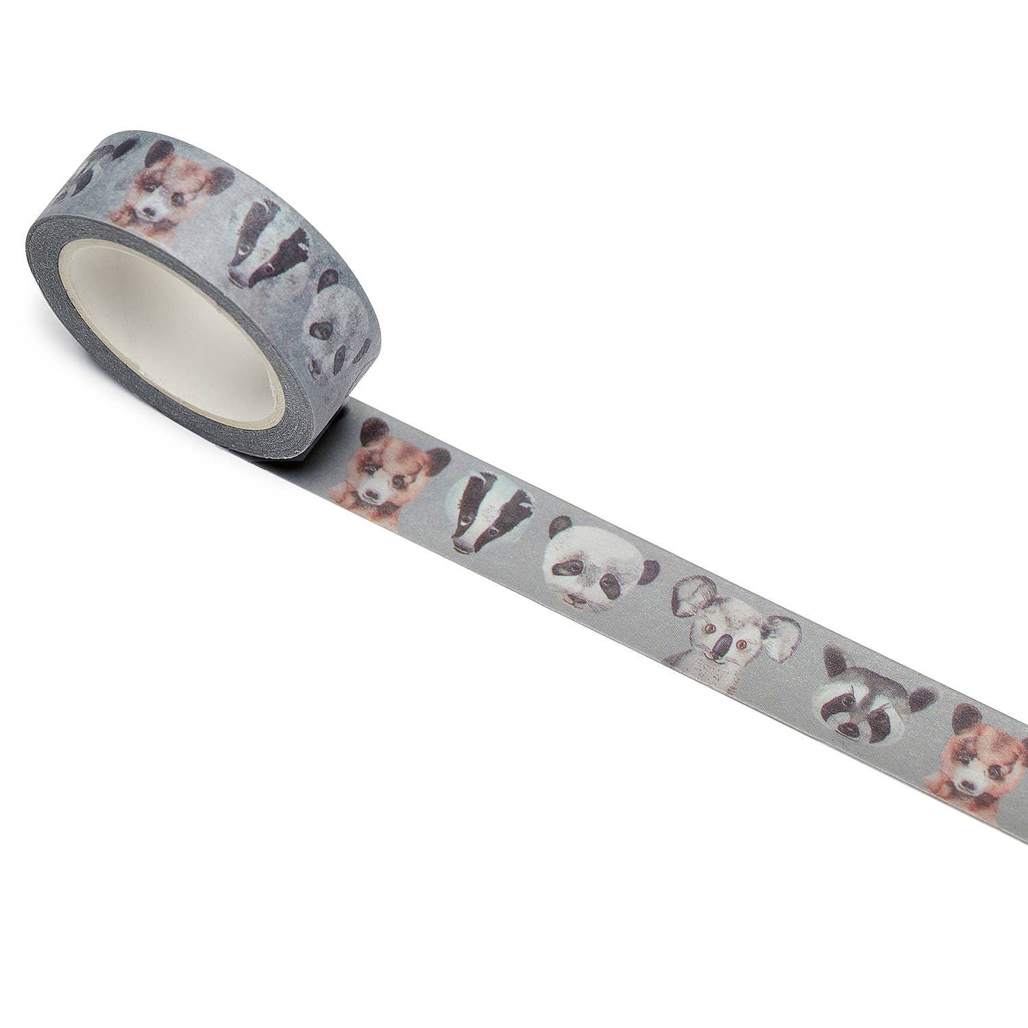 Washi tape with beary animal pattern on a white background