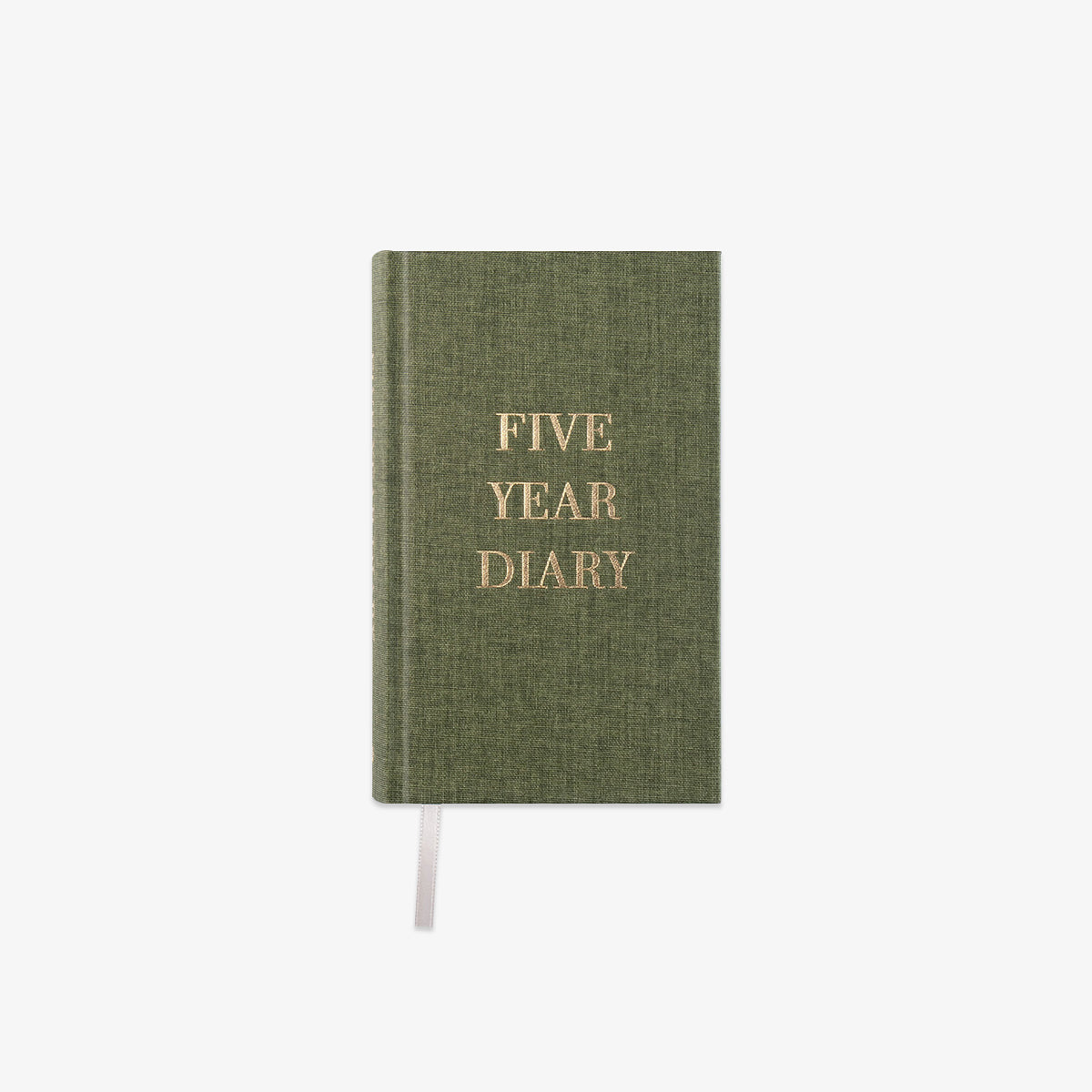 Five year diary with a green linen cover