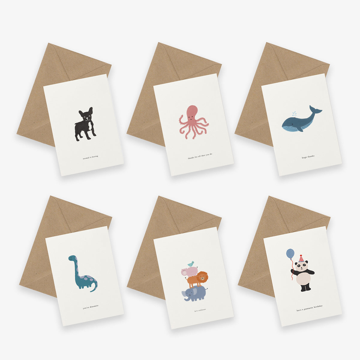 GREETING CARD BUNDLE OF 6 // CUTE ANIMALS
