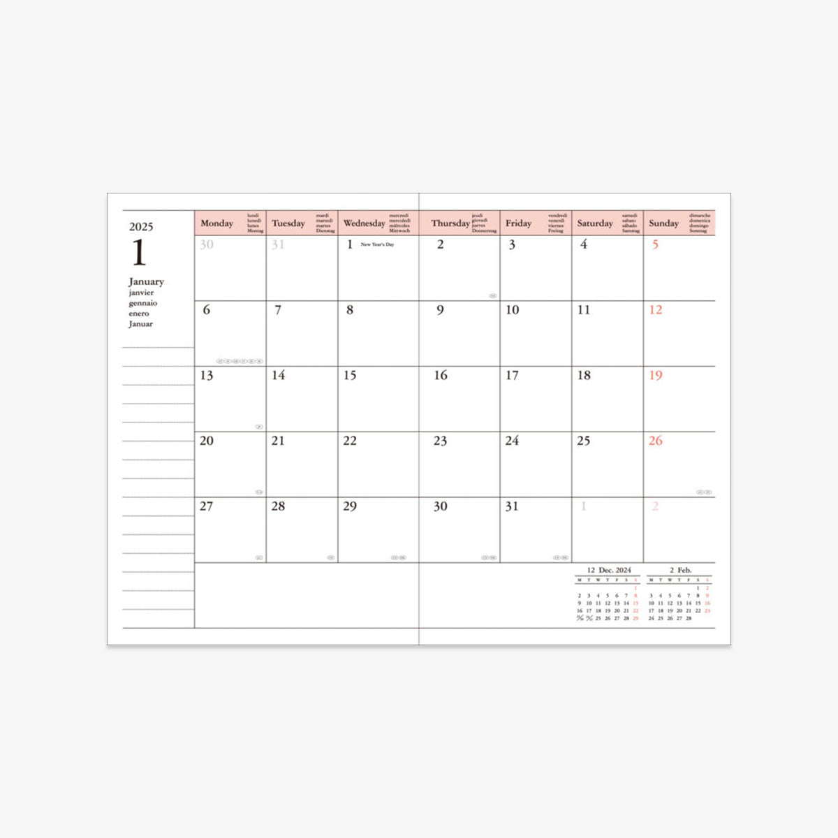 KALENDER SEP 2025 - DEC 2026 A6 // GRØN BJERGKÆDE