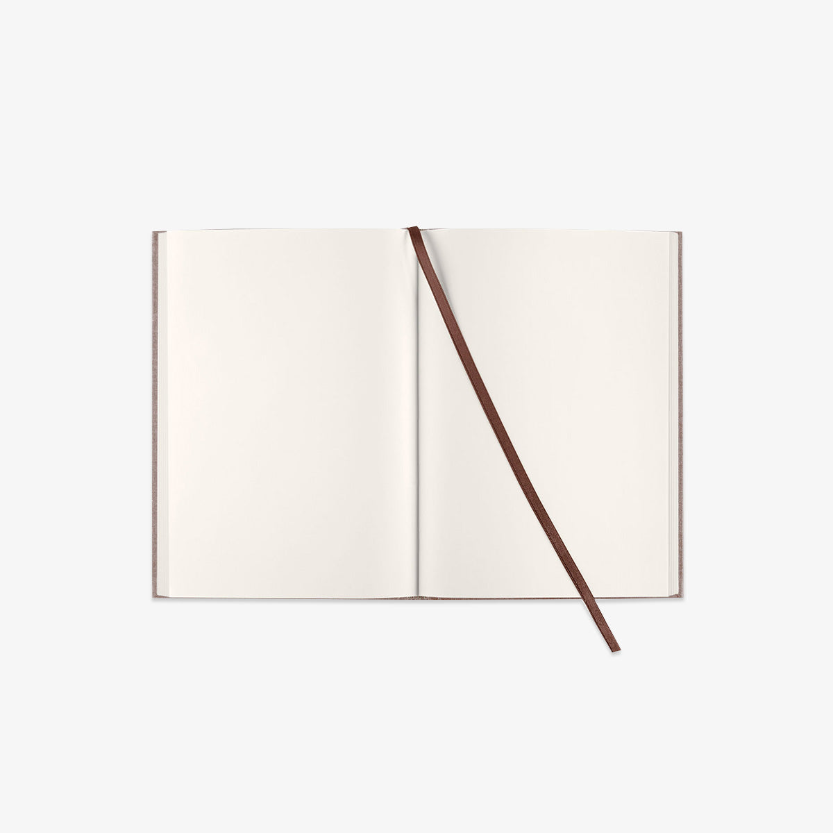 Open notebook with a brown ribbon