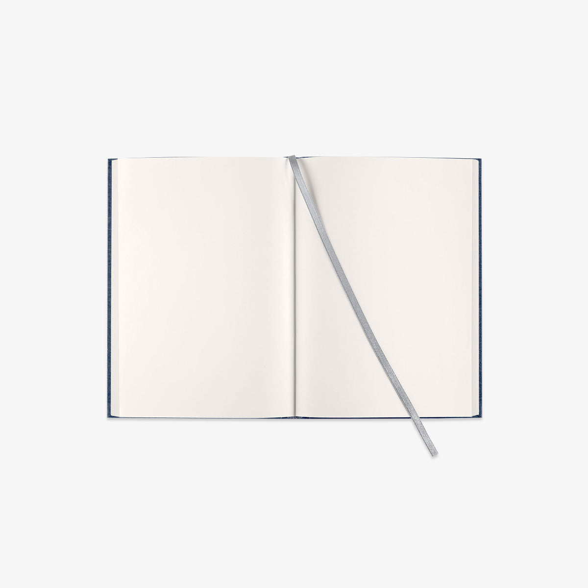 Open notebook with blank pages on a white background