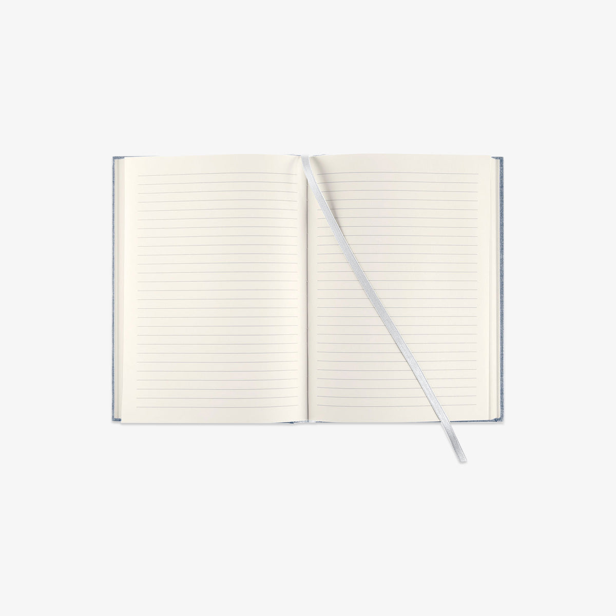 Open notebook with lined pages on a white background