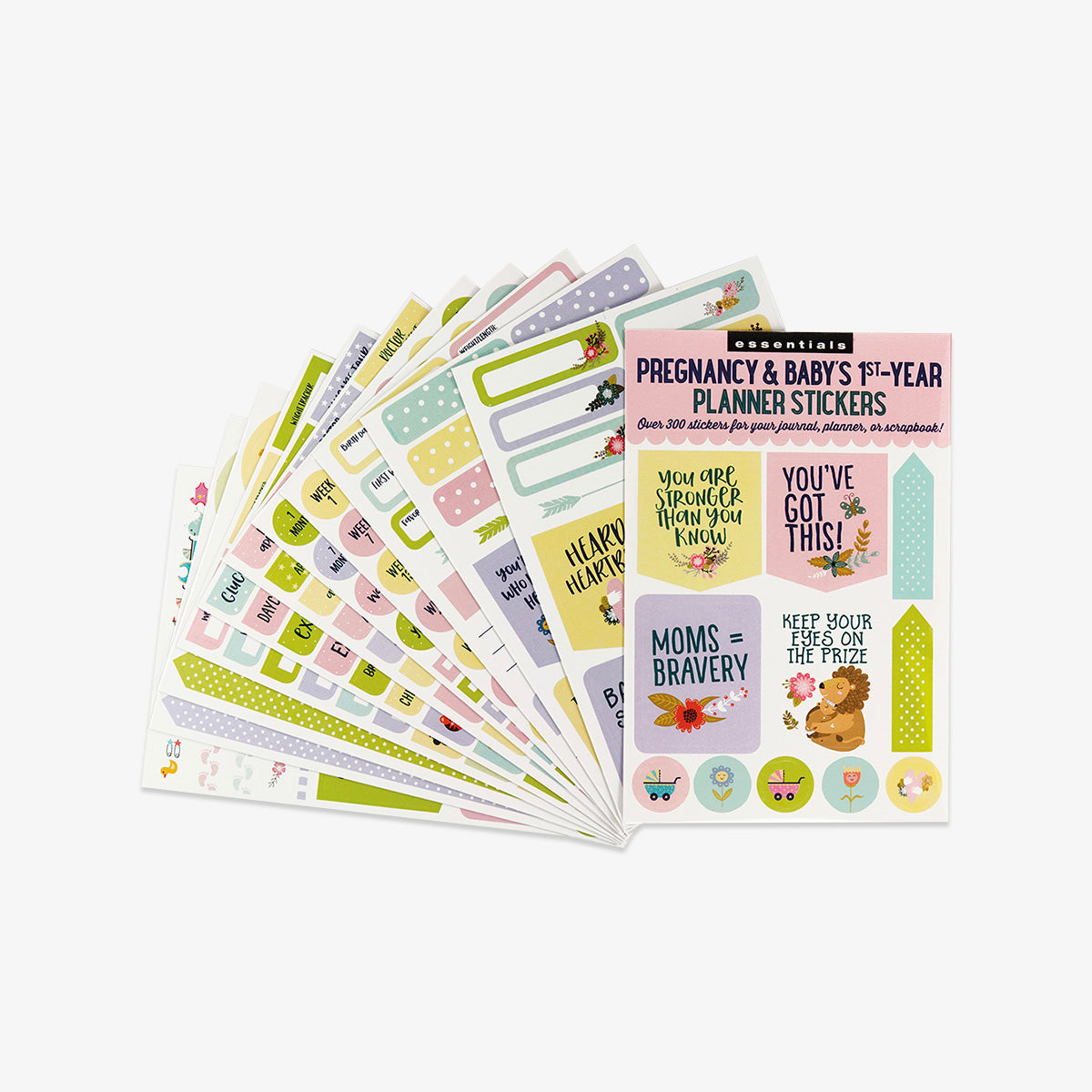 Set of pregnancy and baby planner stickers with various designs
