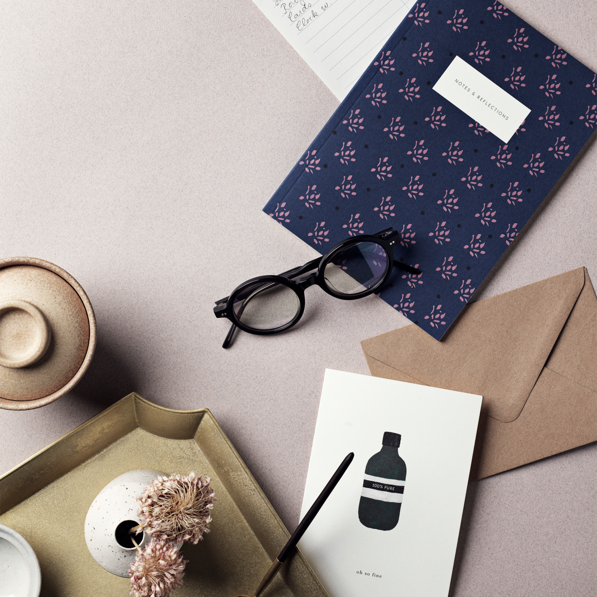 FLORAL NOTESHÆFTE A5 // MØRKEBLÅ