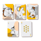 Set of playing cards with moomin characters on a white background