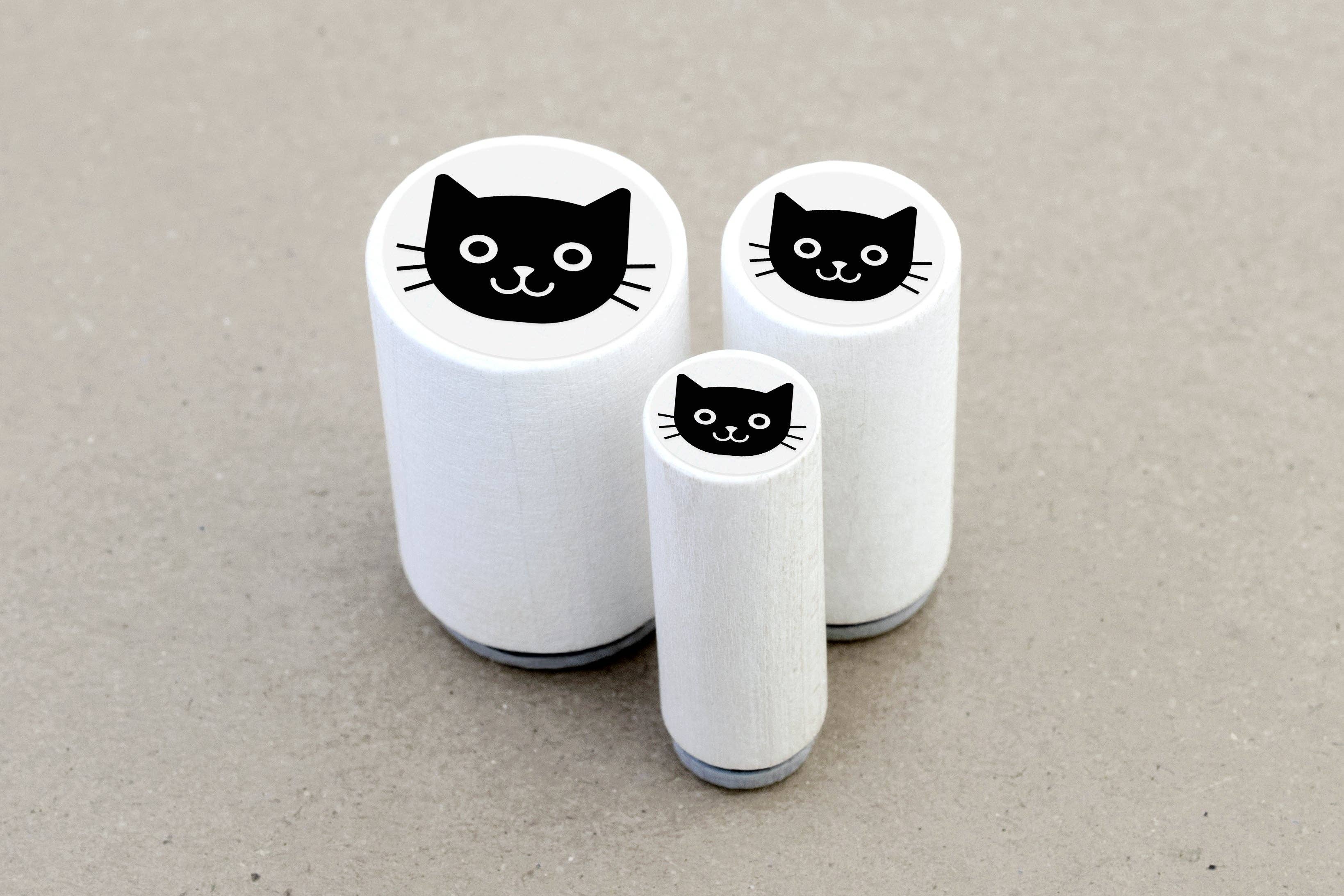 MINI RUBBER STAMP // BLACK CAT HEAD