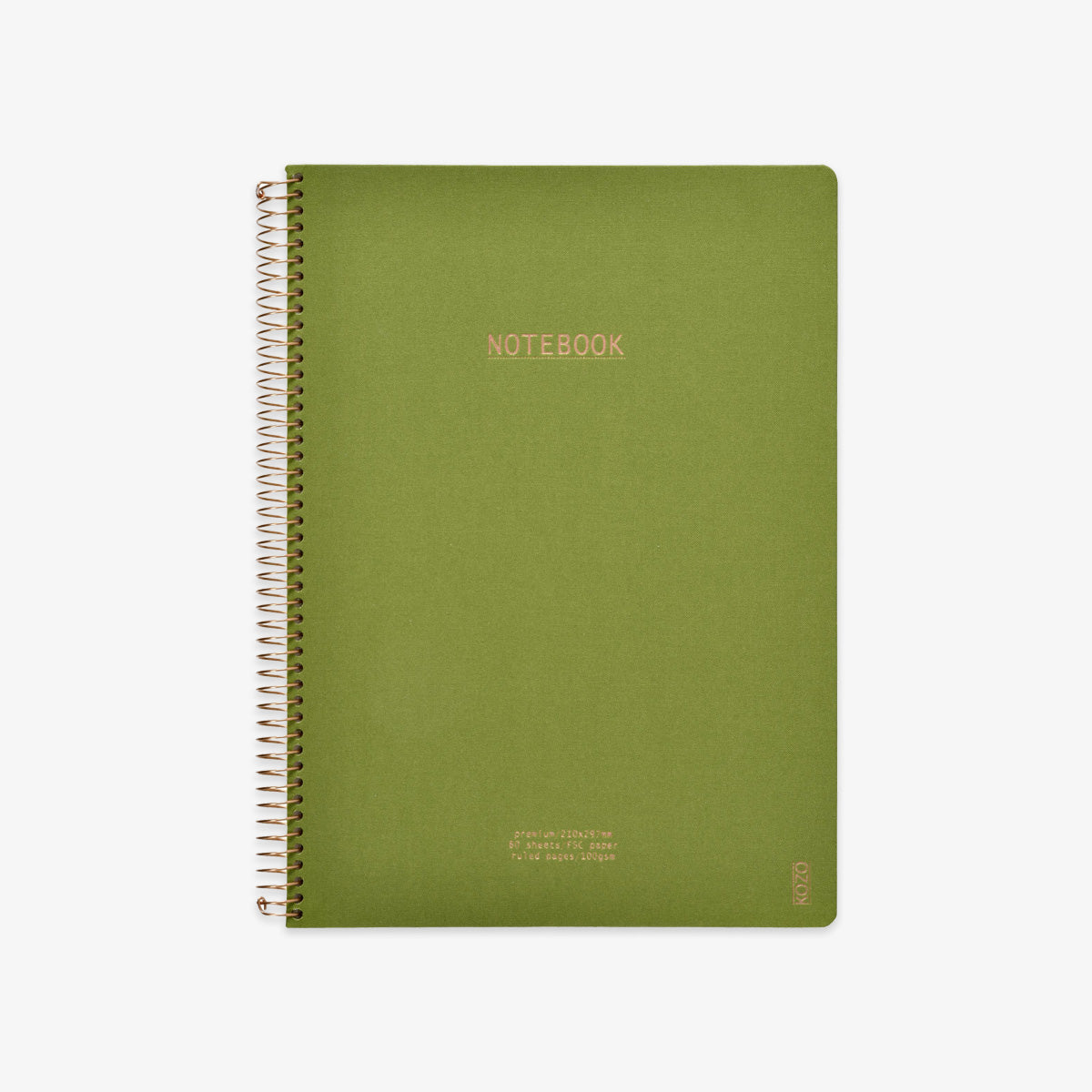 KOZO SPIRAL-BOUND NOTEBOOK A4 // OLIVE