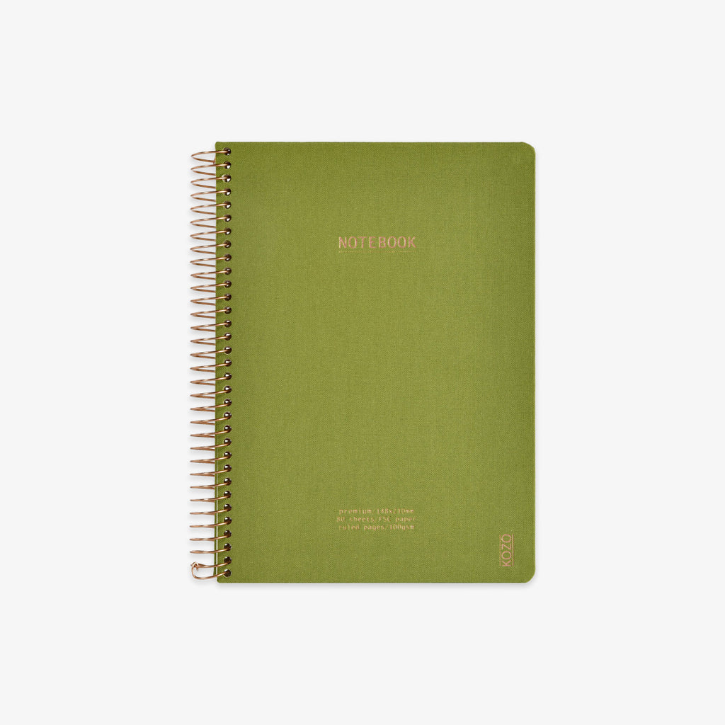 KOZO SPIRAL-BOUND NOTEBOOK A5 // OLIVE