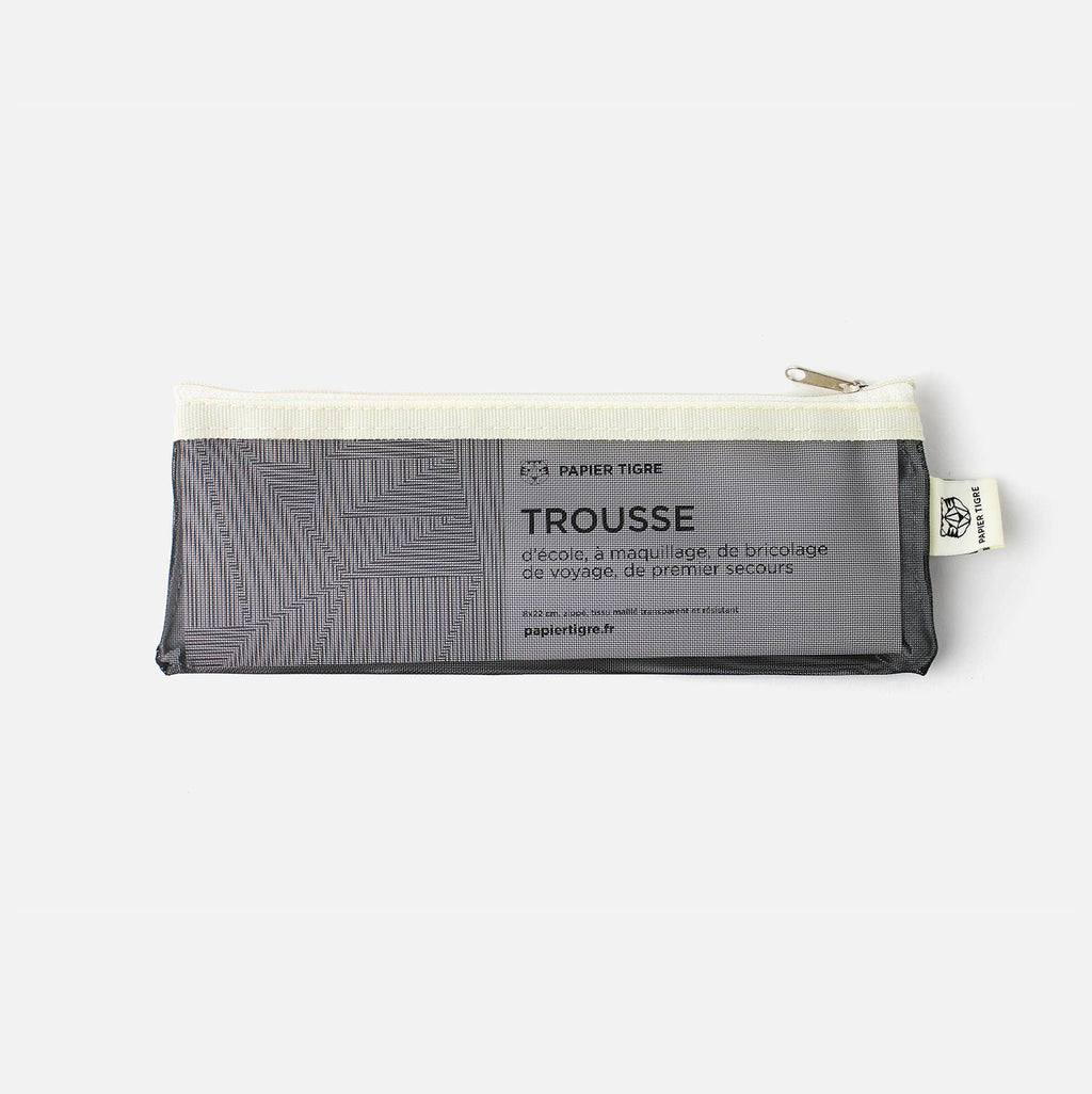 MESH PENCIL CASE // INDIGO & RED