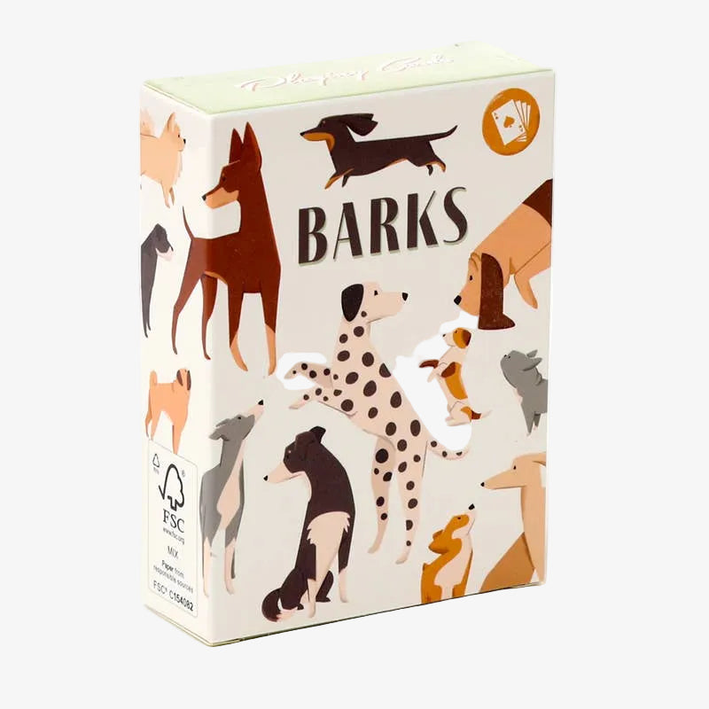 Box of 'Barks' with illustrations of dogs on a white background