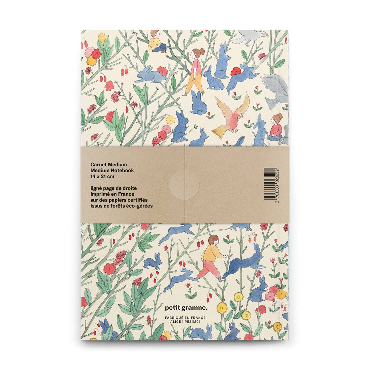 Notebook with colorful animal illustrations on a white background