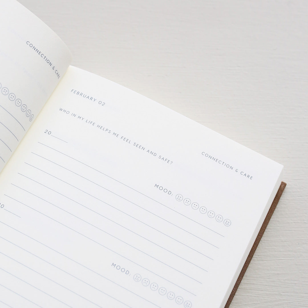 Open notebook with text from the 