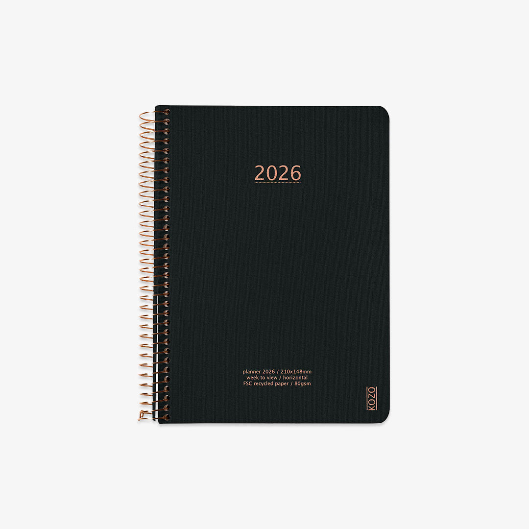 KOZO SPIRALBUNDEN KALENDER 2025 A5 // SORT