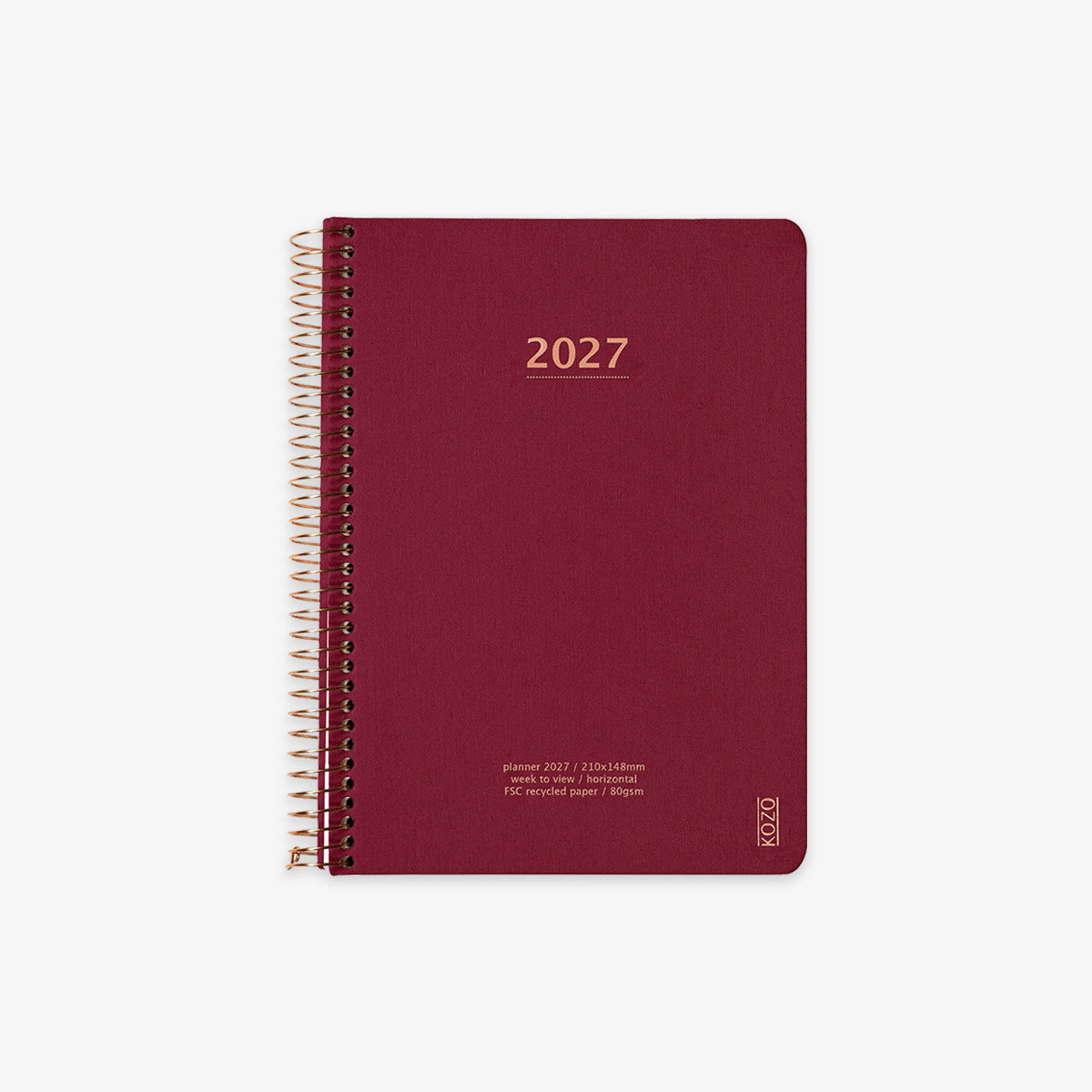KOZO SPIRAL-BOUND CALENDAR 2027 A5 (DANISH) // BERRY
