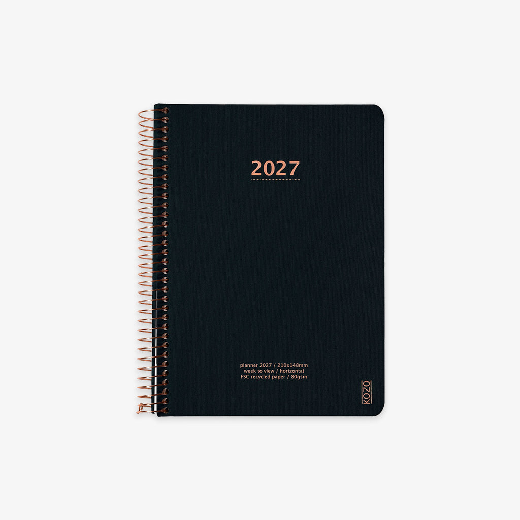 KOZO SPIRALBUNDEN KALENDER 2026 A5 // SORT