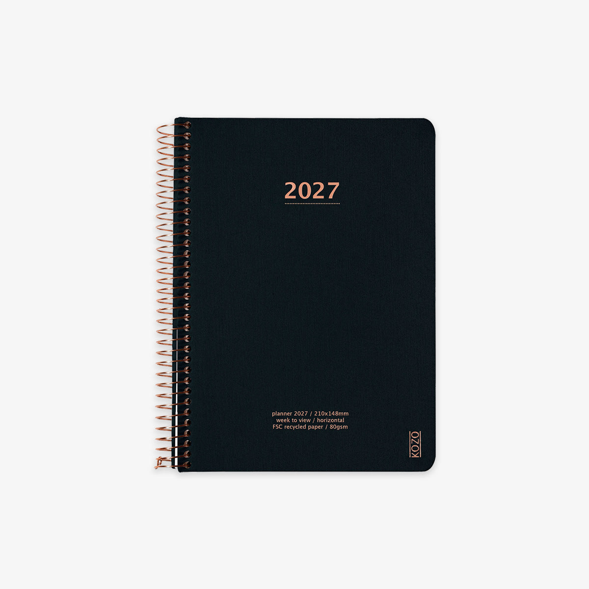 KOZO SPIRALBUNDEN KALENDER 2026 A5 // SORT