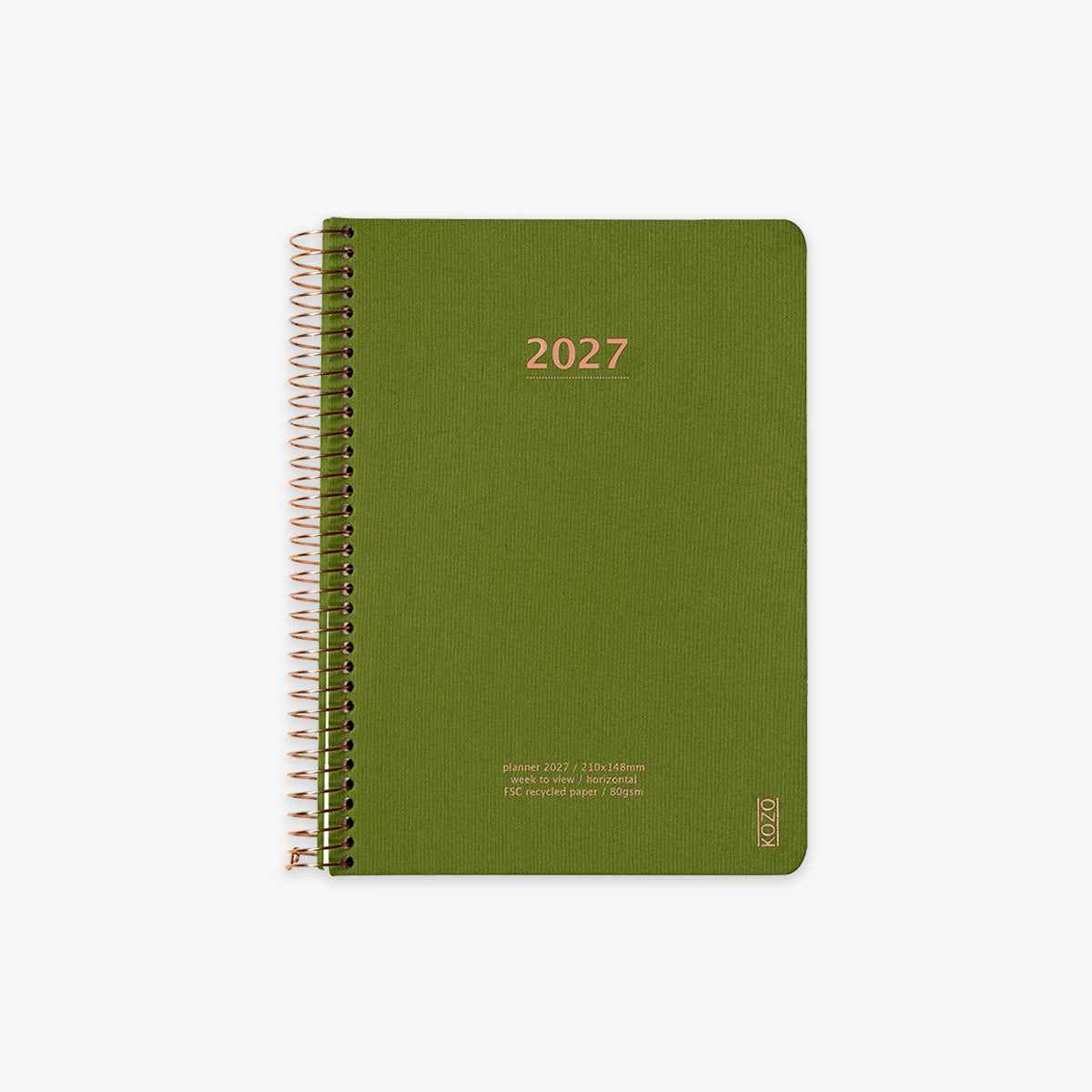 KOZO SPIRALBUNDEN KALENDER 2027 A5 // OLIVENGRØN