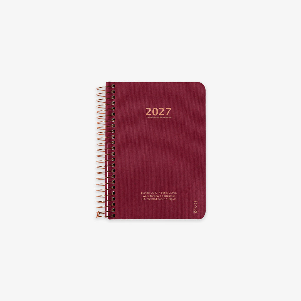 KOZO SPIRAL-BOUND CALENDAR 2027 A6 (DANISH) // BERRY