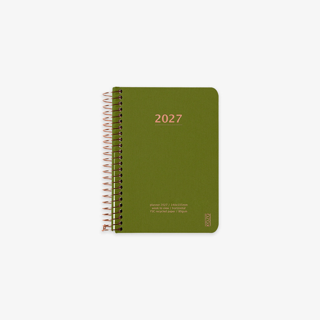 KOZO SPIRAL-BOUND CALENDAR 2027 A6 (DANISH) // OLIVE GREEN