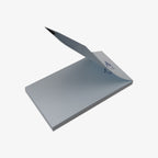 Light blue notepad with a blue logo on a white background