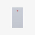 light blue notepad with a pink strawberry on a white background