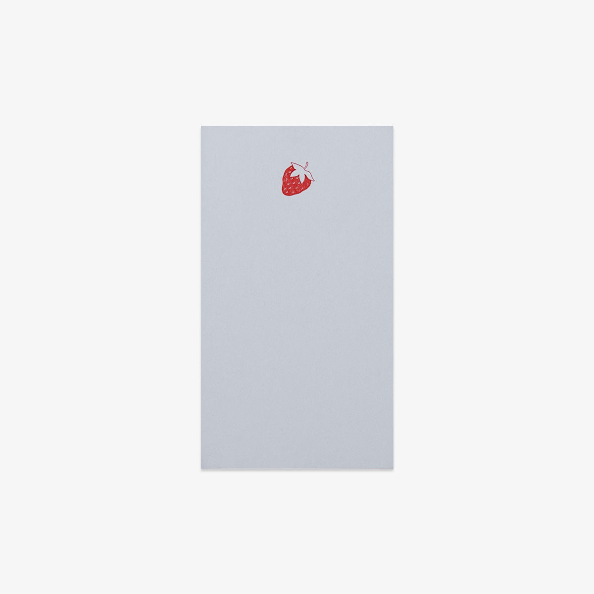 light blue notepad with a pink strawberry on a white background