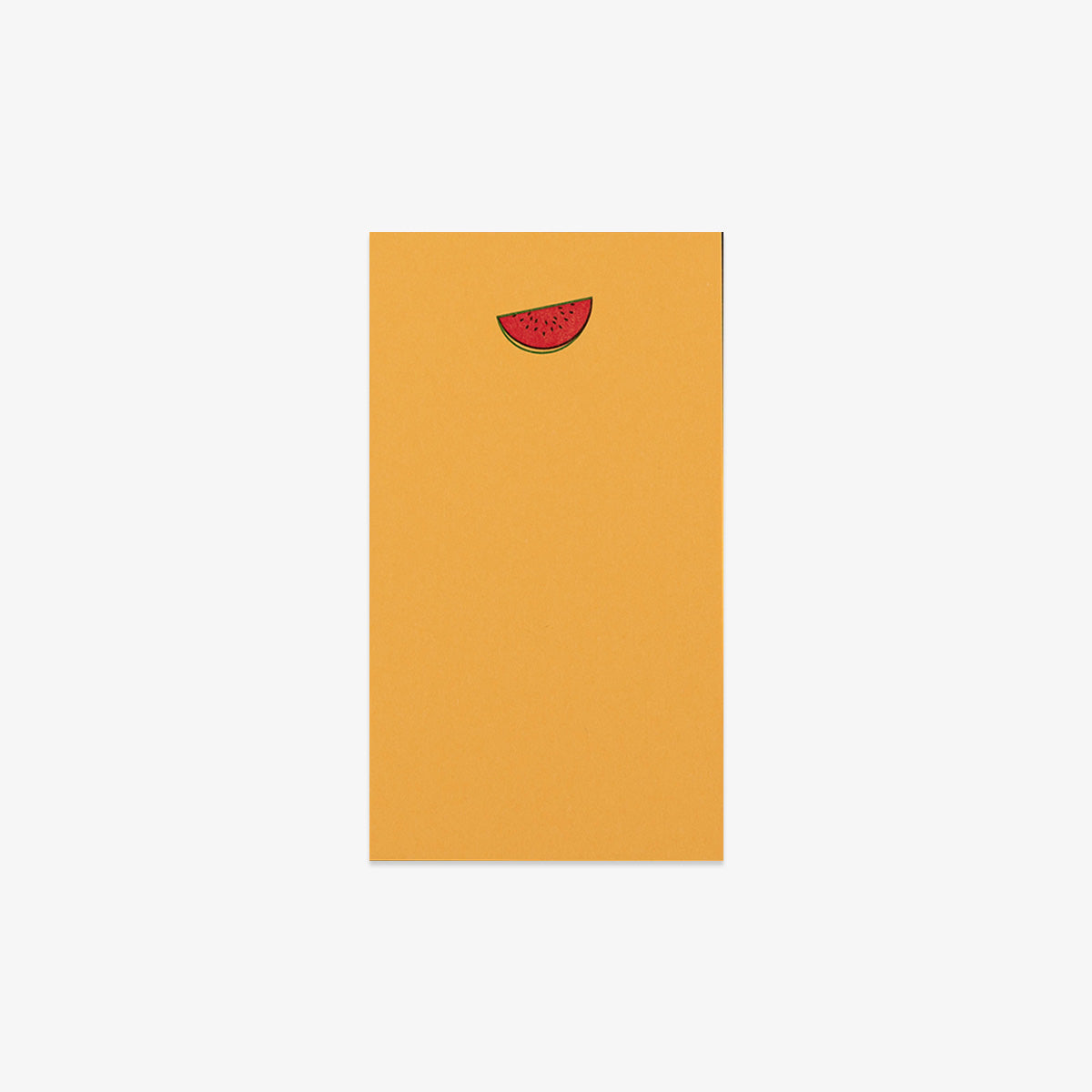 Yellow notebook with a red watermelon design on a white background