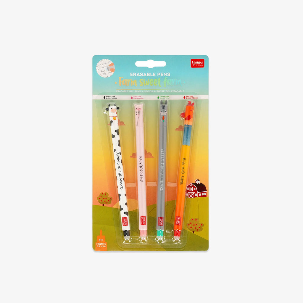 ERASABLE GEL PENS SET OF 4 // FARM SWEET FARM