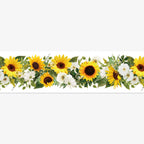 Decorative tape with sunflowers and white flowers on a white background