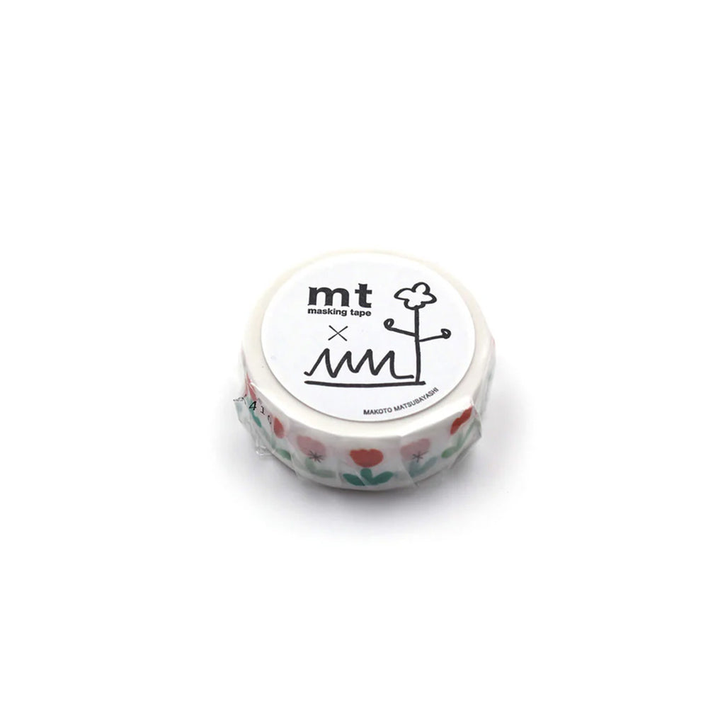 Roll of masking tape with a floral design on a white background