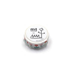 Roll of masking tape with a floral design on a white background