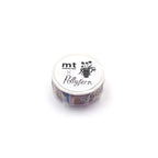 Roll of mt washi tape with a decorative label on a white background