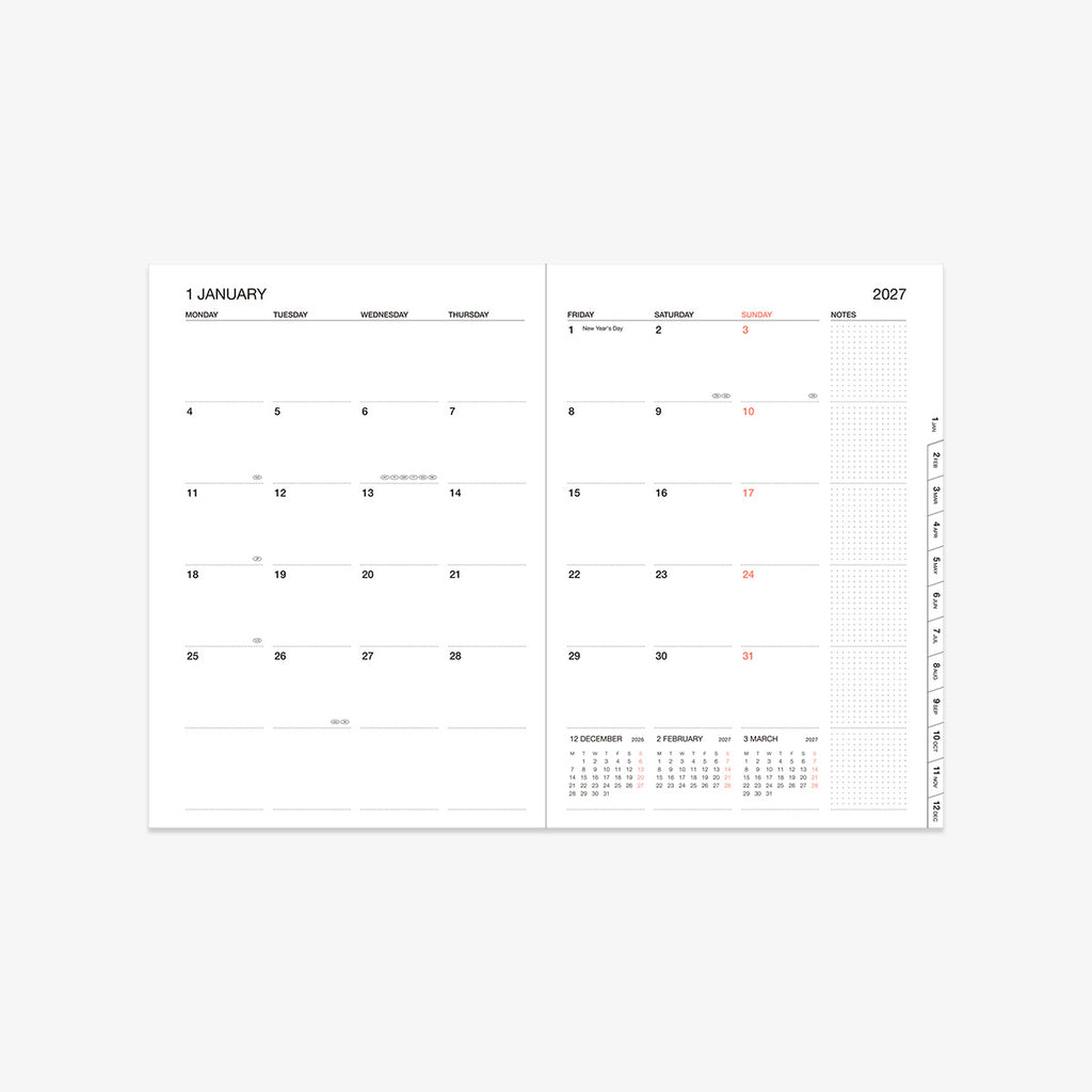 KALENDER SEP 2026 - DEC 2027 A5 // BLÅ BØLGE
