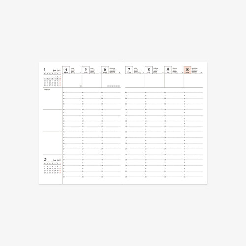KALENDER SEP 2026 - DEC 2027 A6 // GRØN BØLGE