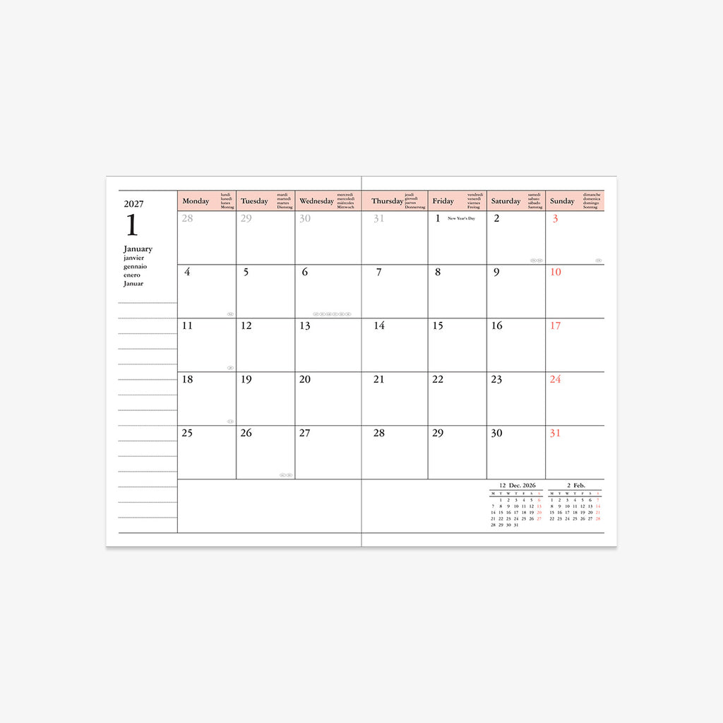KALENDER SEP 2026 - DEC 2027 A6 // BLÅ GRADIENT