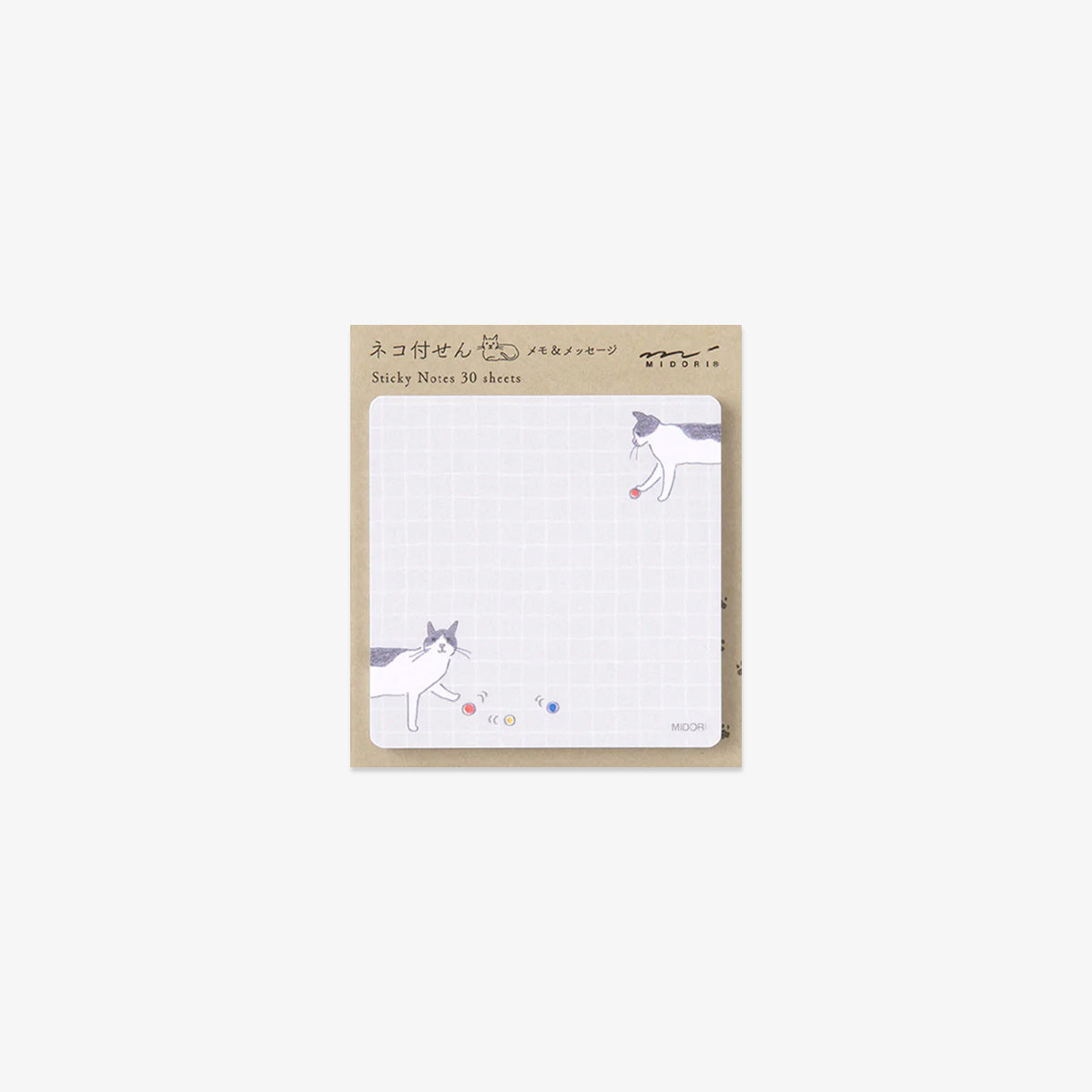 Sticky notes sheets with a motif of a playing cat