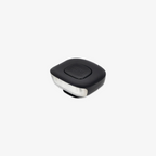 Black and silver LED book light on a white background