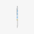 White pen with a blue moomin design on a white background