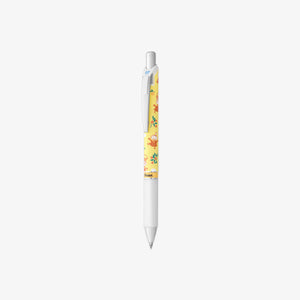 Pen with a decorative yellow moomin design on a white background