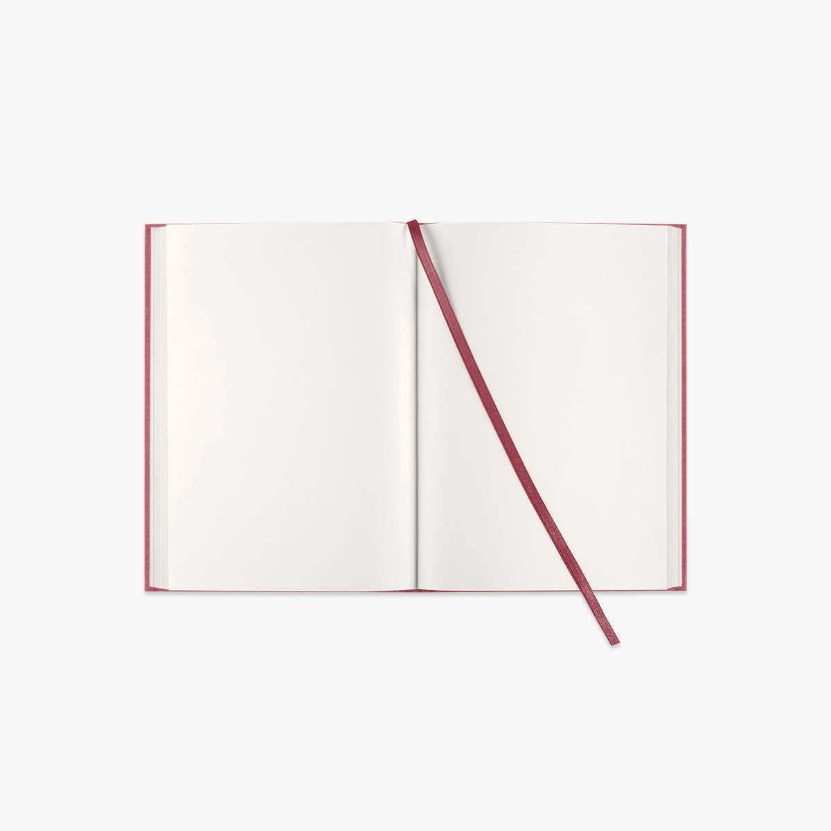 Open notebook with a red BOOKMARK on a white background