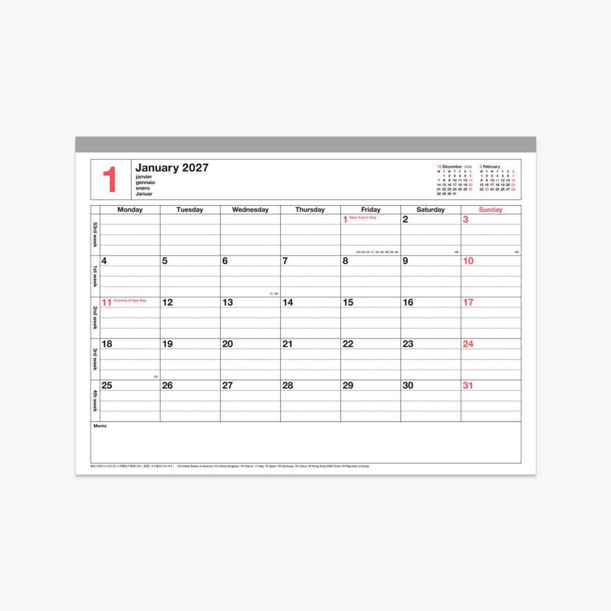 NOTEBOOK CALENDAR 2027 M // KHAKI