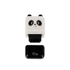 Panda-shaped black and white roller stamp on a white background