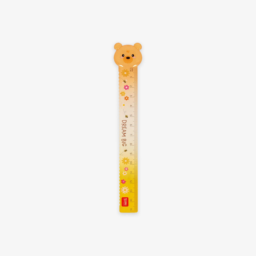 Ruler with a bear design on a white background