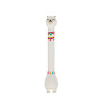 Unicorn-shaped ballpoint pen with base on a white background