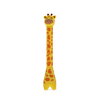 Giraffe-shaped ballpoint pen with base on a white background