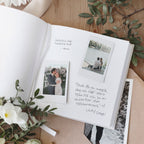 square notebook with blank pages and pictures