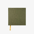green square notebook with bookmark