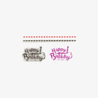 'Happy Birthday' stamp designs on a white background