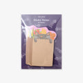 Sticky notes with a cat design on a purple background
